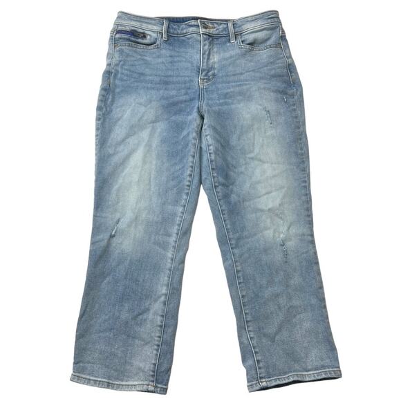 NYDJ Denim Capris Lift Tuck Jeans Light Wash Zipper Detail Cropped Women's 8 - Picture 1 of 11